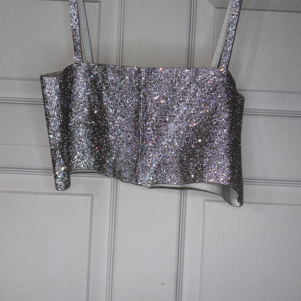 FORE Glittering Silver Tank Top